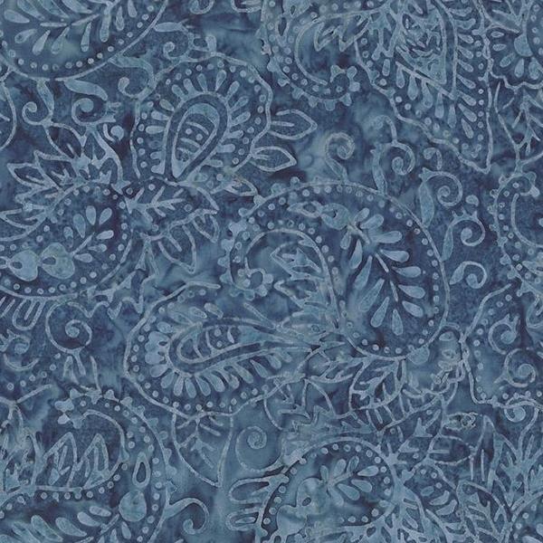 Blue Smoke Batiks Dark Blue Paisley From Wilmington Batiks 