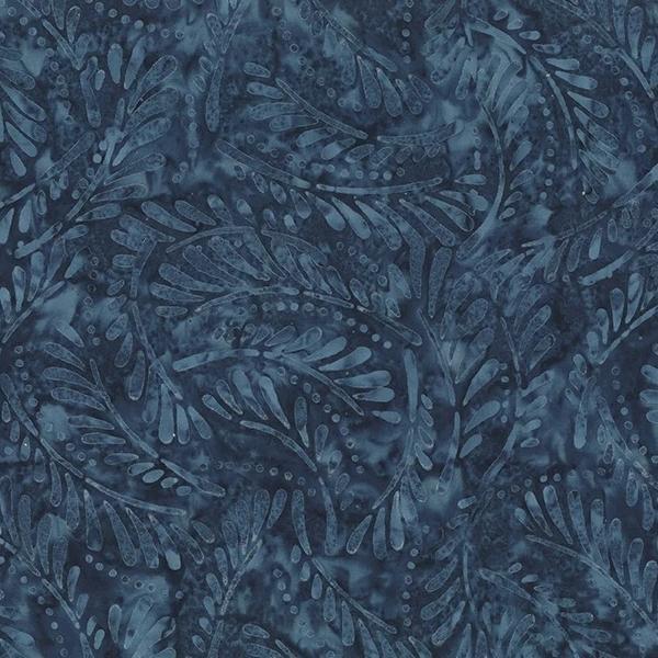 Blue Smoke Batiks Dark Blue Ferns From Wilmington Batiks 