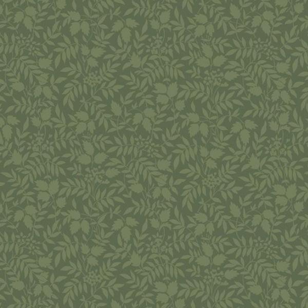 Botanical Journal Floral Silhouettes Greeen by Smithsonian Institution for Marcus Fabrics 