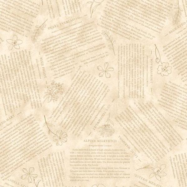 Botanical Journal Journal Pages Beige by Smithsonian Institution for Marcus Fabrics 