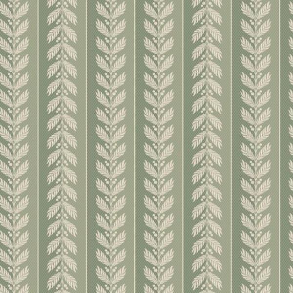 Botanical Journal Feather Stripe Sage by Smithsonian Institution for Marcus Fabrics 