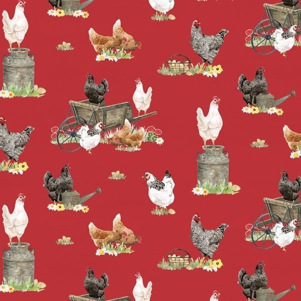 Spring Barn Quilts Red Chickens By Tara Reed For Riley Blake Designs 