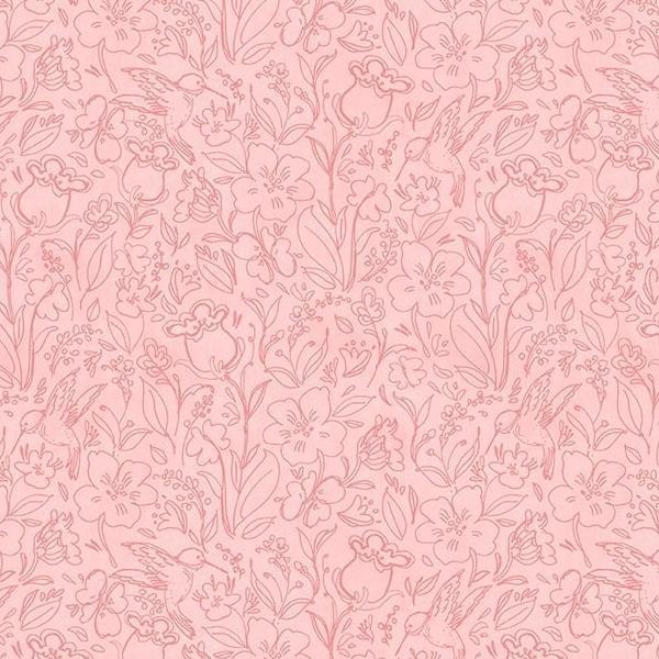 Hummingbird Floral Toile Pink By Susan Winget For Wilmington Prints 