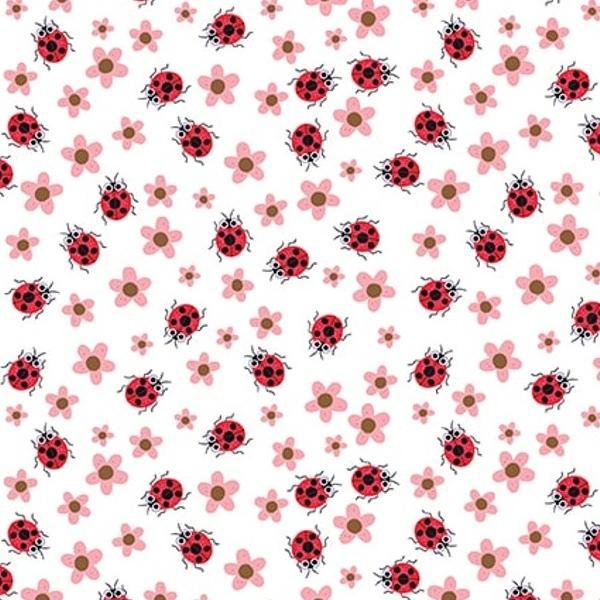 Let It Grow Ladybugs White/Red By Mel Matthews For Studio E Fabrics