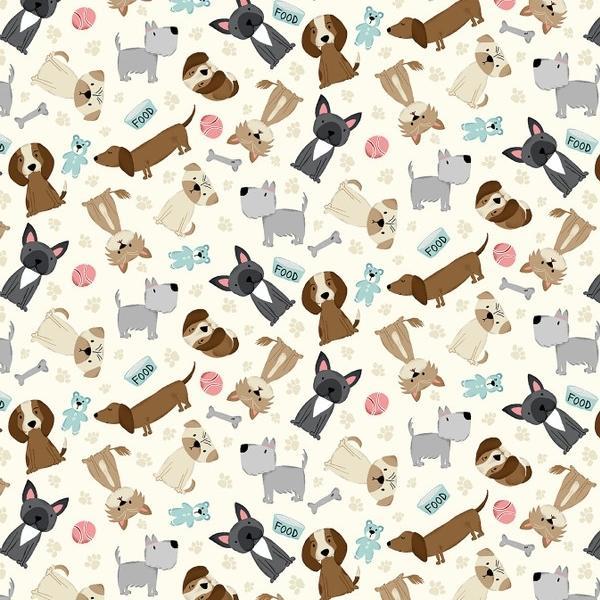 Paw-Sitively Awesome Tossed Dogs By Sweet Cee Creative For Studio E Fabrics 