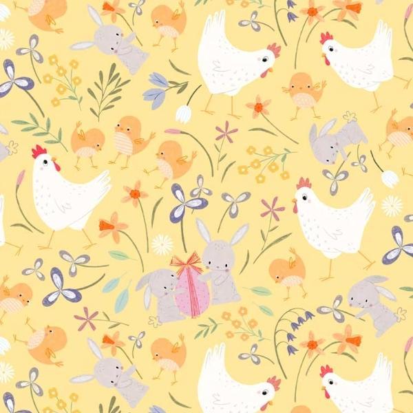 Sweet Spring Yellow Chickens By Debbie Monson For P&B Textiles 