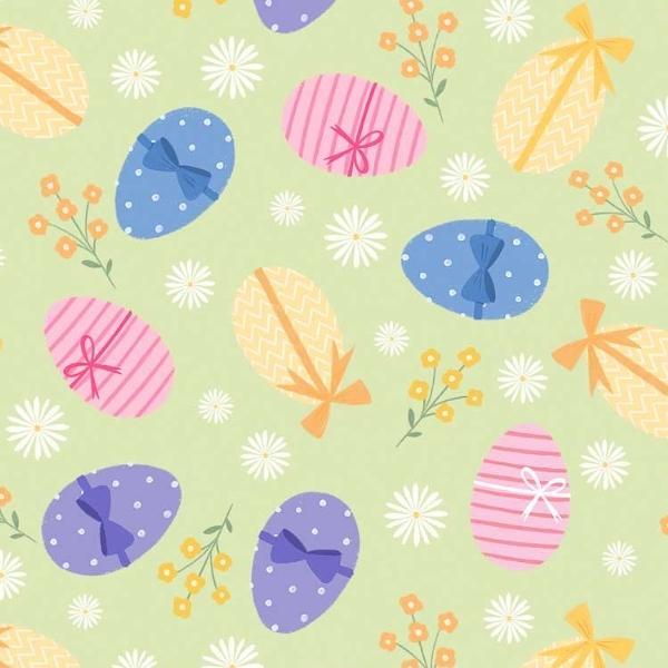 Sweet Spring Green Tossed Eggs By Debbie Monson For P&B Textiles 