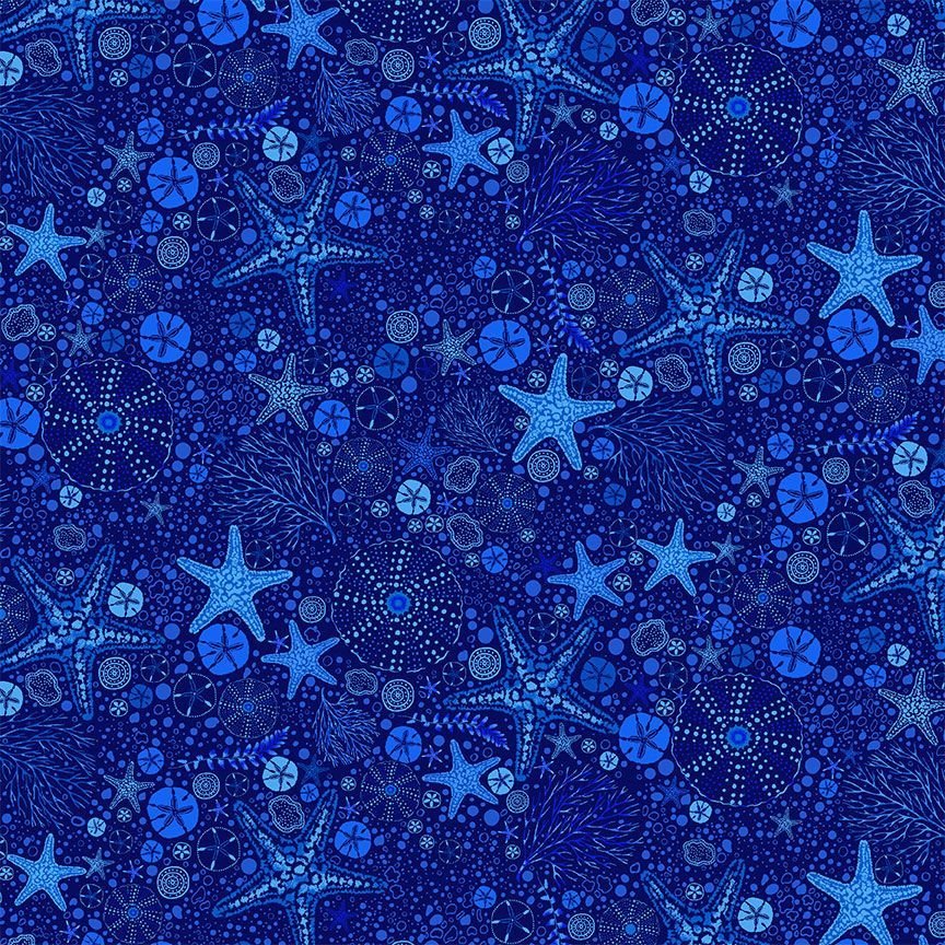 Electric Ocean Starfish & Sand from Timeless Treasures