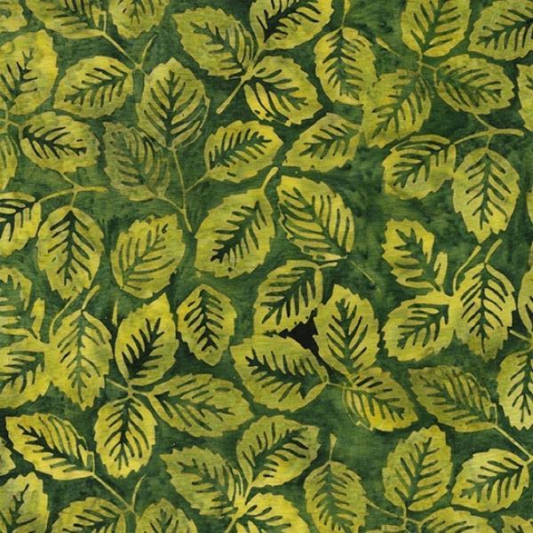 Earthly Greens Batiks Green Grass Leaves From Island Batik