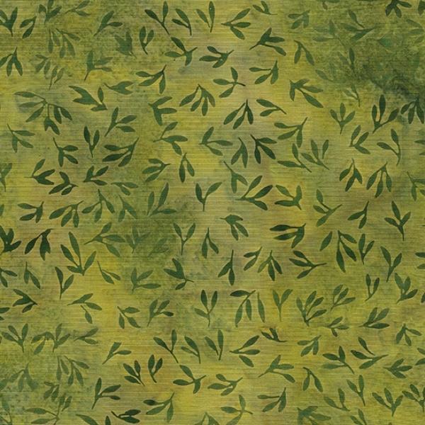 Earthly Greens Batiks Mini Leaves Green Ivy From Island Batik