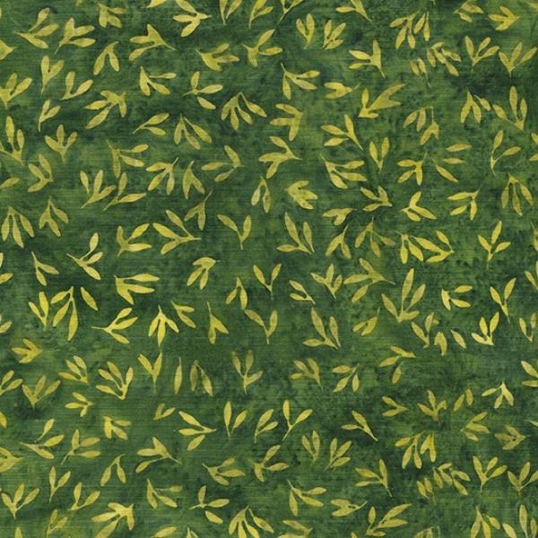 Earthly Greens Batiks Mini Leaves Green Grass From Island Batik