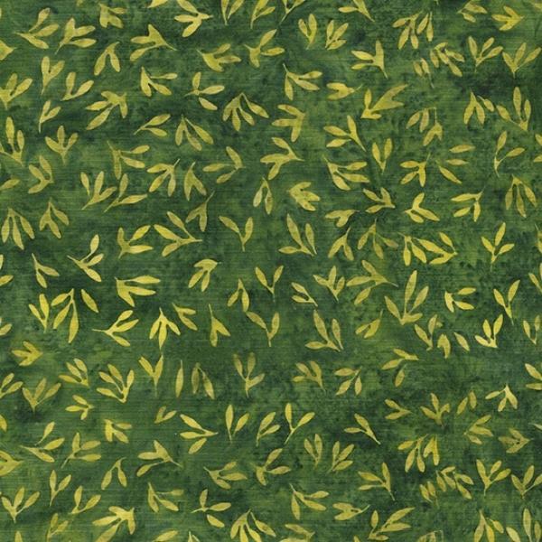 Earthly Greens Batiks Mini Leaves Green Grass From Island Batik