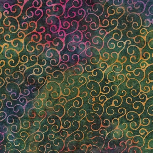 Copper Patina Batik Purple/Green Flourite Swirl From Island Batik