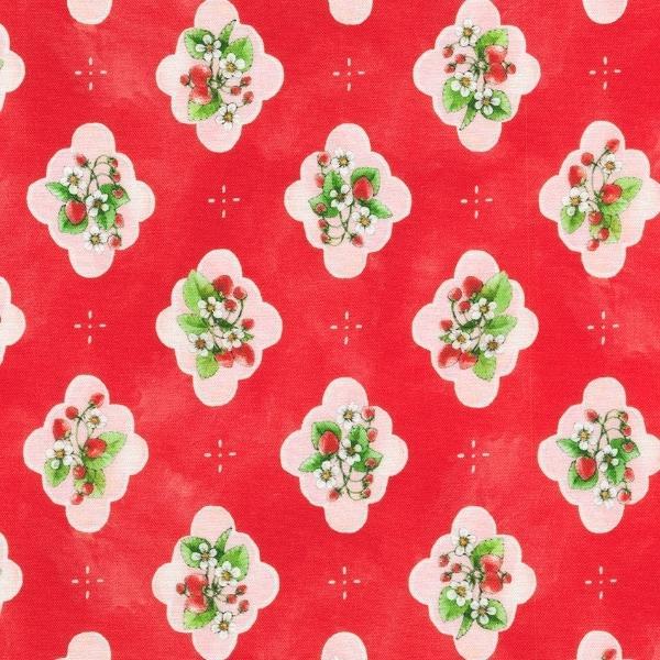 Strawberry Season Geometric Strawberries Red By Briar Hill Design For Robert Kaufman