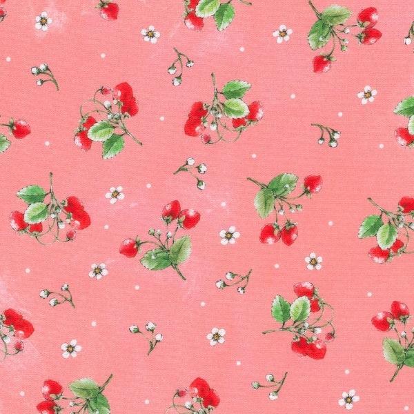 Strawberry Season Blooming Berries Pink By Briar Hill Designs For Robert Kaufman