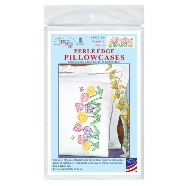 Beautiful Blooms Perle Edge Pillowcases Embroidery Kit By Jack Dempsey Inc