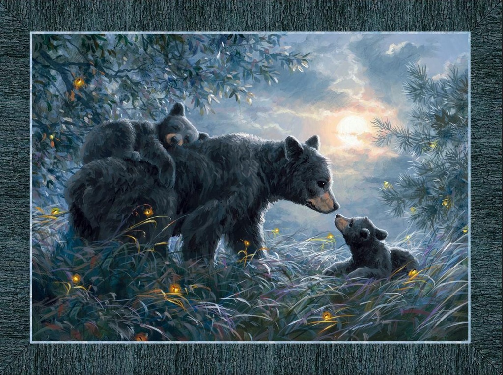 Moonlight Kisses Bear Panel By Abraham Hunter For Northcott Fabrics 