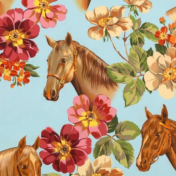 Santa Fe Blossom Stables Sky From Alexander Henry Fabrics 