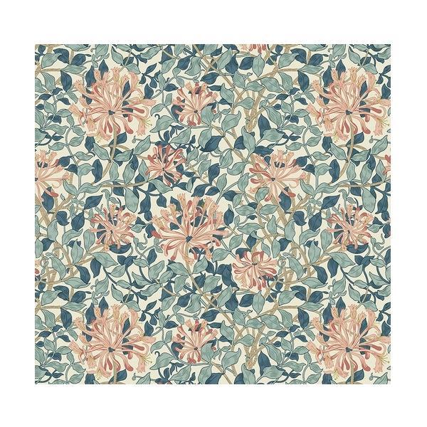 Morris & Co Honeysuckle Aqua By The Orginial Morris & Co For Free Spirit Fabrics 