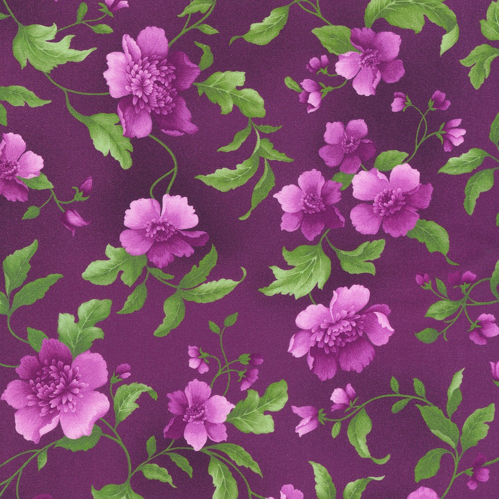 Flowerhouse: Camille Large Floral on Plum from Robert Kaufman