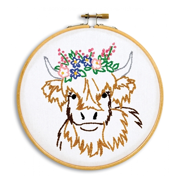 Highland Cow Hand Embroidery Kit from Jack Dempsey Inc