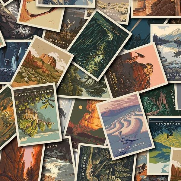 National Parks Postcard Toss By Anderson Design Group For Riley Blake Designs 