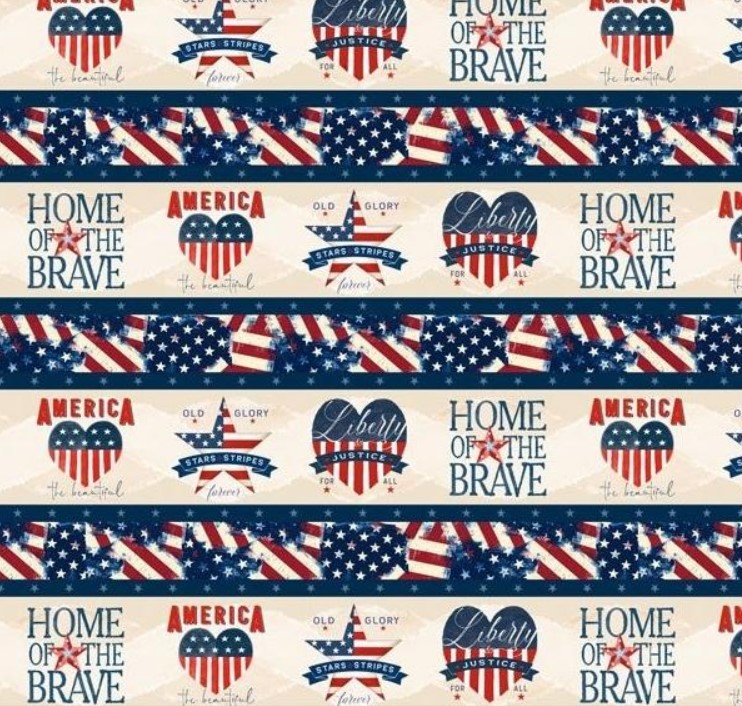 Hearts Anthem Patriotic Stripe from Wilmington Prints