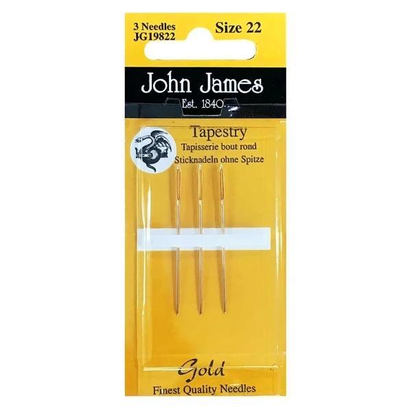 John James Cross Stitch Tapestry Gold Needles, Size 22