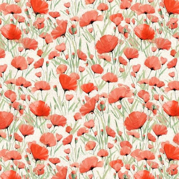 Enjoy The Little Things Poppies Light Cream by Dan DiPaolo for Clothworks