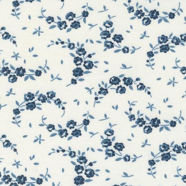 Shoreline Summer Floral Cream Navy By Camille Roskelley For Moda Fabrics