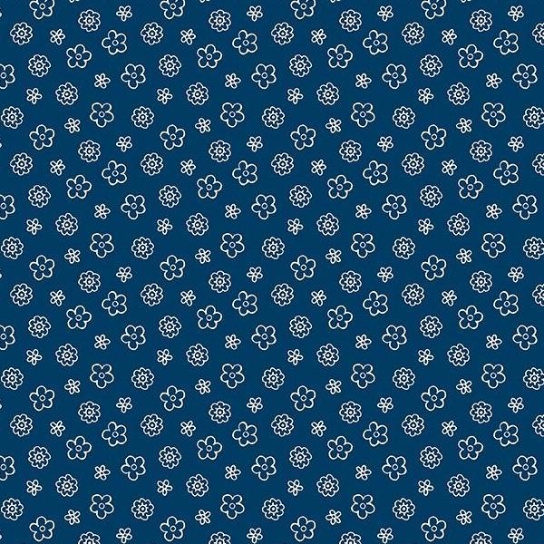Colors Of Summer Small Floral Toss Navy By Jackie Decker For Wilmington Prints