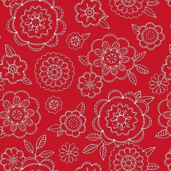 Colors Of Summer Large Floral Red By Jackie Decker For Wilmington Prints