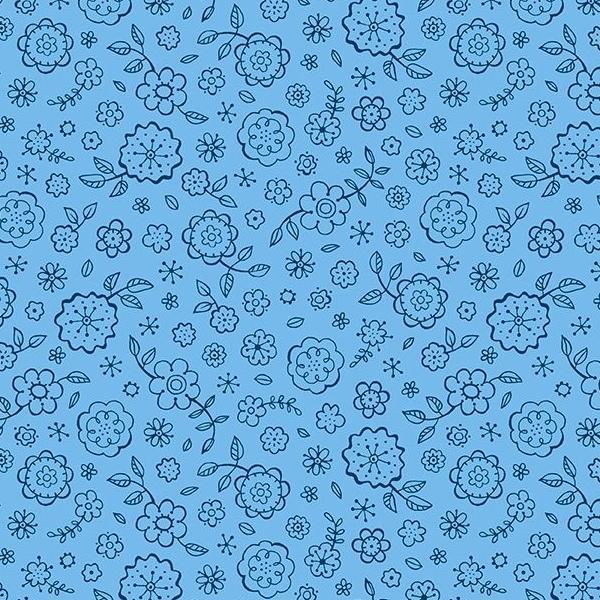 Colors Of Summer Ditsy Floral Blue By Jackie Decker For Wilmington Prints