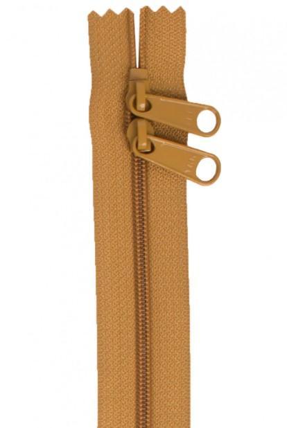 Double Slide Handbag Zipper, 30In Golden Brown