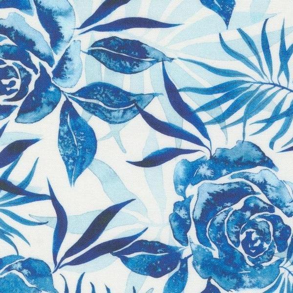 Coming Up Roses Prussian Rose Florals Cloud Sapphire By Create Joy Project For Moda Fabrics