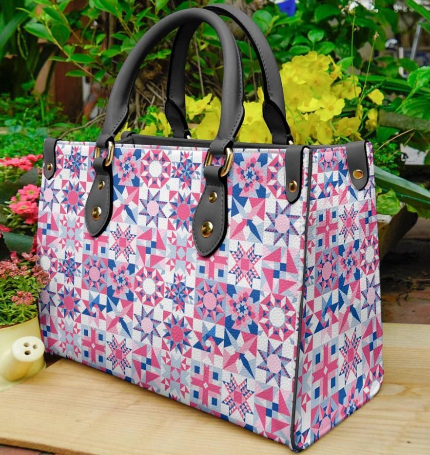 Gorgeous Pink Quilting Bag With Black Handles
