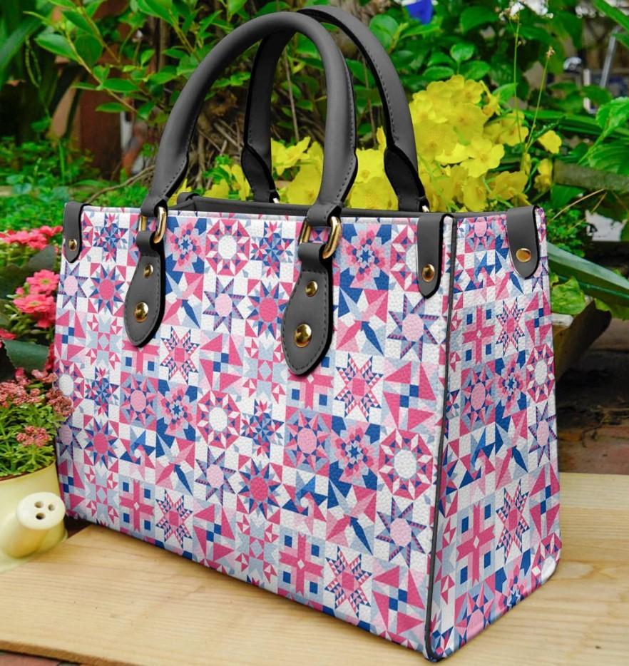 Gorgeous Pink Quilting Bag With Black Handles