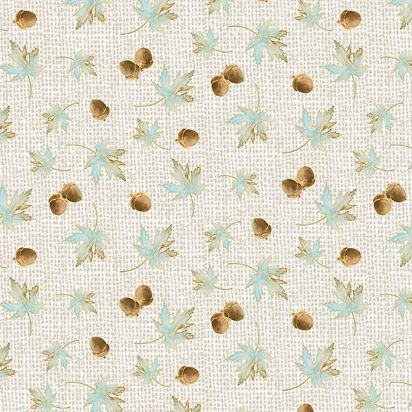 Pumpkin Kisses Tossed Leaves & Acorns Cream By Grace Violet For Henry Glass Fabrics