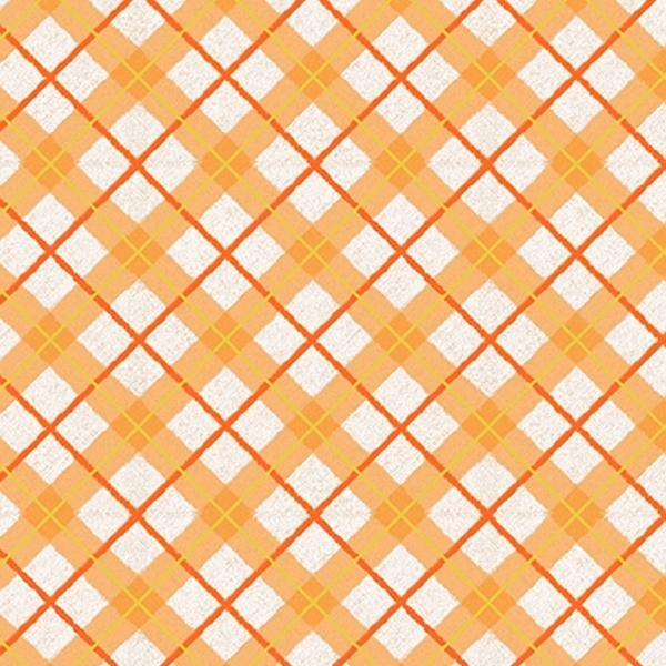 Pumpkin Kisses Diagonal Plaid Orange By Grace Violet For Henry Glass Fabrics  