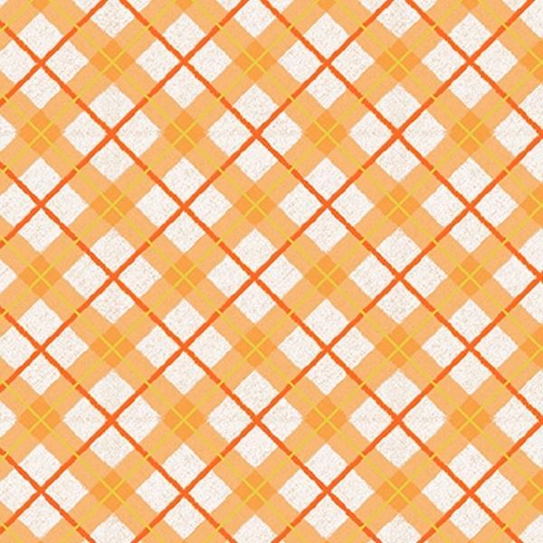 Pumpkin Kisses Diagonal Plaid Orange By Grace Violet For Henry Glass Fabrics  