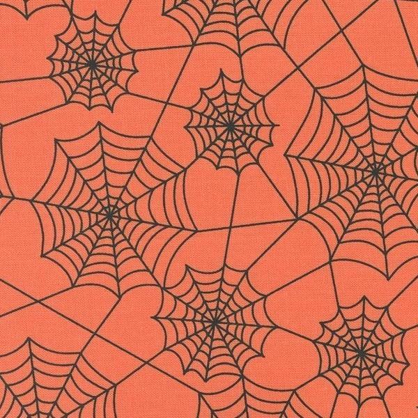 Hey Boo Novelty Spider Webs Soft Pumpkin By Lella Boutique For Moda Fabrics