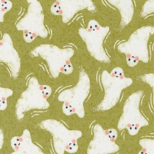 Hey Boo Friendly Ghost Witchy Green By Lella Boutique For Moda Fabrics