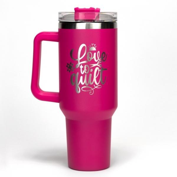 Love To Quilt Pink Stainless Steel 40Oz Tumbler