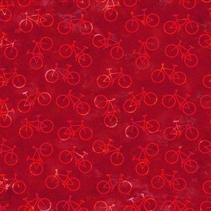 On The Go Bicycles Red From In The Beginning Fabrics