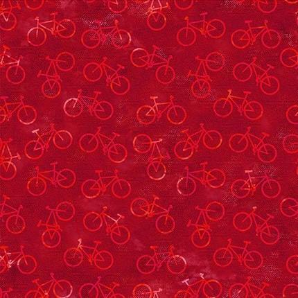 On The Go Bicycles Red From In The Beginning Fabrics