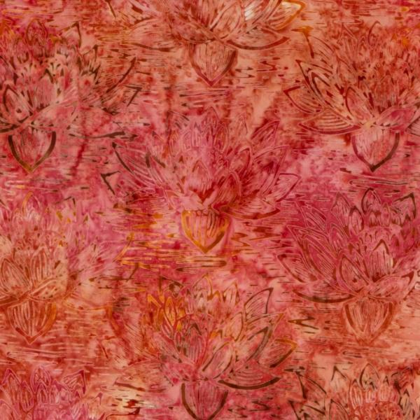 Expressions Batiks Tjaps Lotus Flowers Dark Coral From Riley Blake Designs 