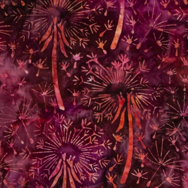 Expressions Batiks Tjaps Dandelions Merlot From Riley Blake Designs 