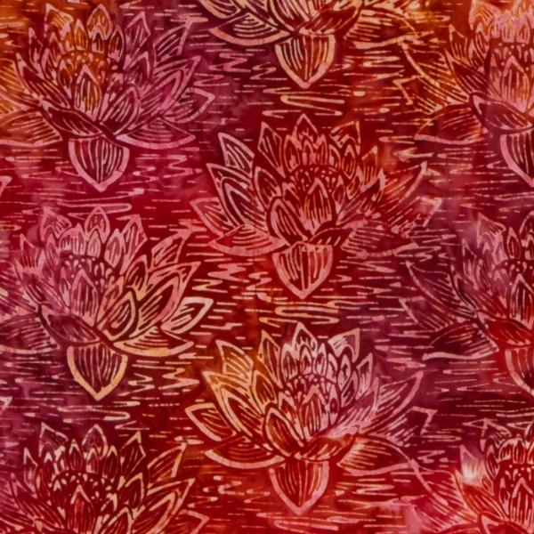 Expressions Batiks Tjaps Lotus Flowers Tomato Red From Riley Blake Designs 