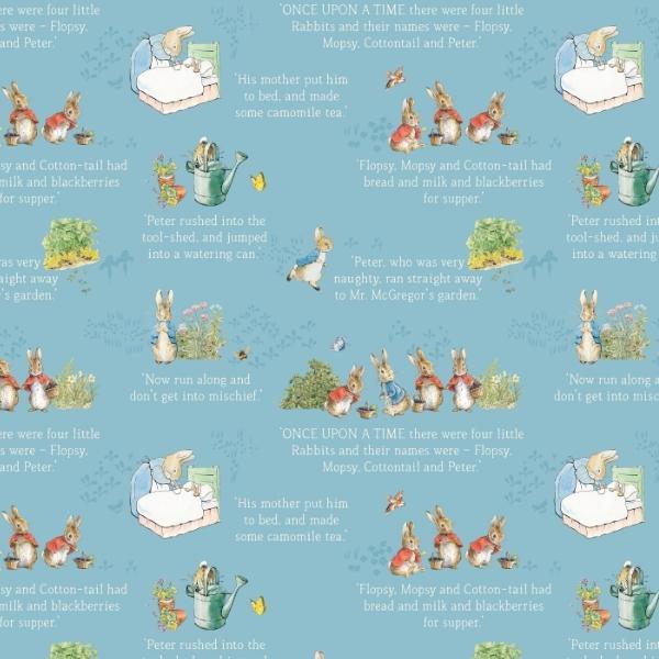 The Tale Of Peter Rabbit Text Blue By Beatrix Potter For Riley Blake Designs 