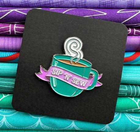 Sip N Sew Mug Enamel Pin Sassafras Lane Designs 